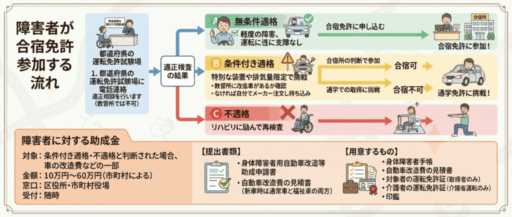 障害者が合宿免許に参加する流れ